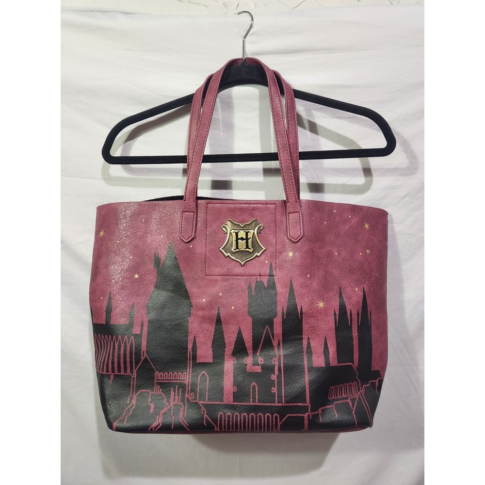 Bioworld Harry Potter Hogwarts Castle Tote Bag Burgundy Faux Leather Excellent